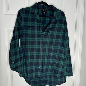 MADEWELL Classic Fit Blue/Green Plaid‎ Buttondown 100% Cotton Size Small